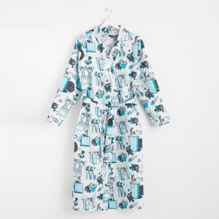 Women's robe elongated Ethel "Mint Mood", size 46-48, waffle 200g/m2, cotton-4