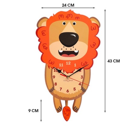 Watch Wall children's "lion", silent, with a pendulum, 24x43 cm, aa-1