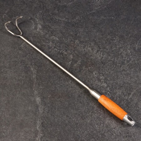 Double -double meat hook, 50cm, with a wooden handle-2