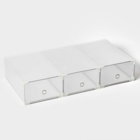 Shoe storage box Large Size sharing 21 × 33.5 × 12 cm, 3 pcs, white color-4