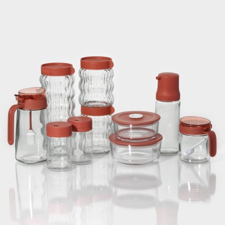 Set for spices made of glass “Coral”, 2 items: Solonka, Listen 6.4 × 11 cm-8