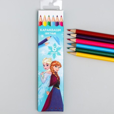Colored pencils, 6 colors, hexagonal, cold heart