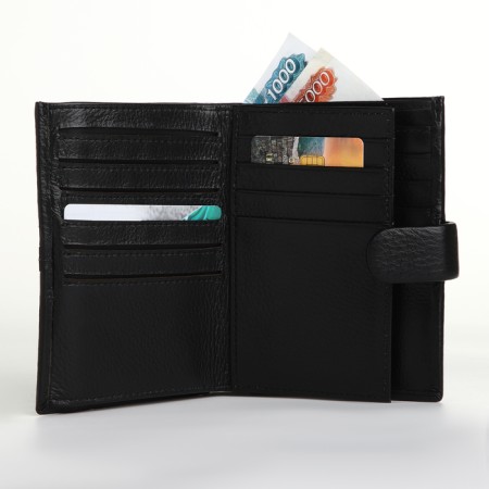 Male purse on the button, department for auto documents, black color-6