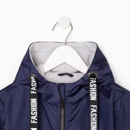 Jacket (windbreaker) on a fleece for a boy, blue color, height 128-134 cm-6