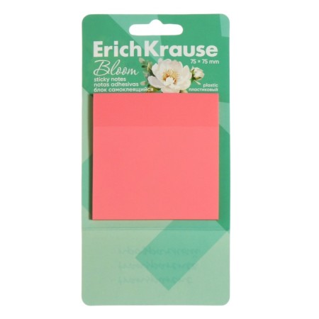 Block with a sticky edge plastic 75x75 mm, Erichkrause "Pastel Bloom", 50 sheets, mix-2