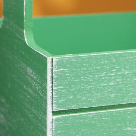 Набор кашпо деревянных 2 в 1 (25.5×15×30; 20×12×23) "Прованс", зелёный-5