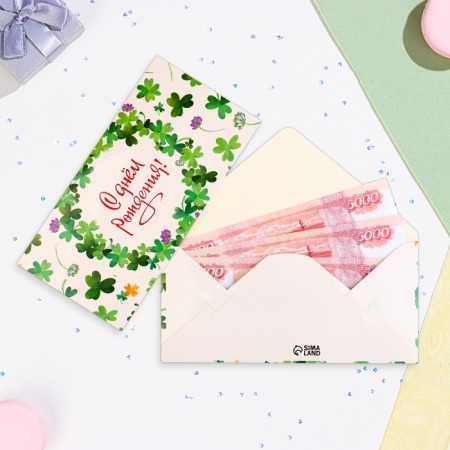 Money envelope "Happy Birthday!" Clover, 16.5x8 cm-1