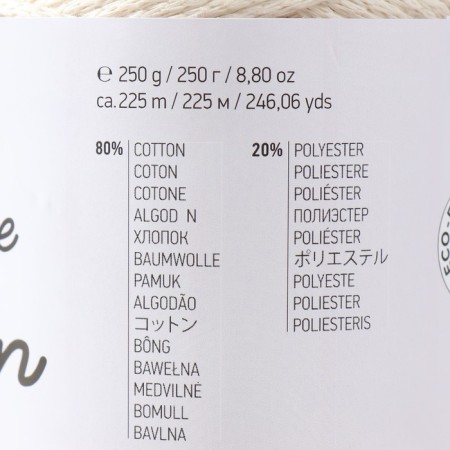 Yarn "Macrame Cotton" 20% polyester, 80% cotton 225m/250g (752 dairy)-3