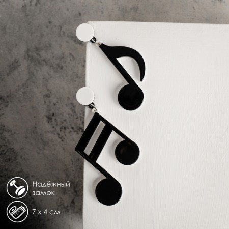 Earrings Plastic "Vivien" Notes, black and white color