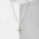 Piece "Chain" thread of pearls, a smooth cross, white color in gold, 35 cm