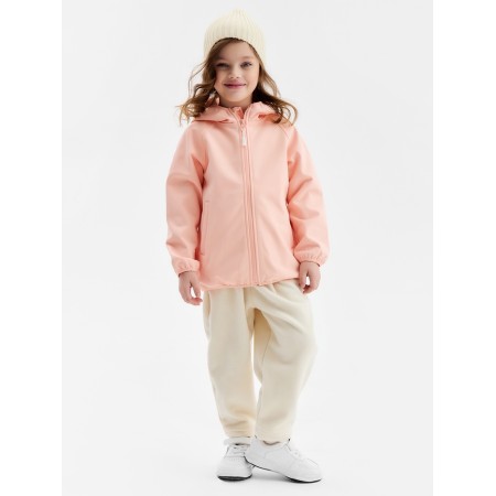 Demisason windbreaker for girls Minaku from SoftShell on fleece, waterproof, peach, height 140 cm-1