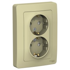 Double SE BLANCA, 16 A, 250 V, built -in, with salary, curtains, IP20, beige, Blnrs001127
