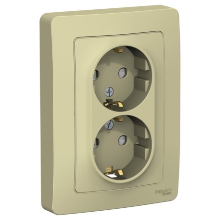Double SE BLANCA, 16 A, 250 V, built -in, with salary, curtains, IP20, beige, Blnrs001127