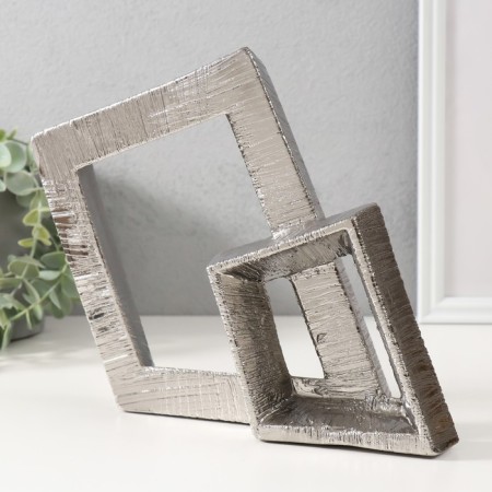 Souvenir Ceramics "Abstraction. Two squares" silver 25.5x5x20.5 cm-3