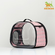 Carriage for animals is transparent, 42*32*28 cm, pink