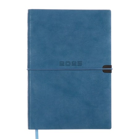 Dated 2025 diary, A5, 176 Escalada sheets, soft cover cover, pancake embossing, liesse, block 70 g/m2, blue
