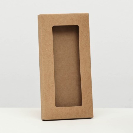 Box for tiles of chocolate, craft, with a window, 18 x 9 x 1.4 cm