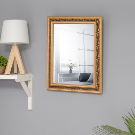Wall mirror, rectangular small., Brown 38.8x48.8x2.8 cm