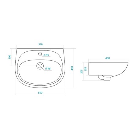 Santek “Animo-55” shell with a hole for the mixer, with a pedestal-3