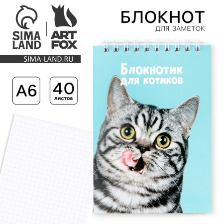 Notepad A6, 40 liters on the crest, soft cover "Kotik"