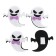 Adhesive -based decor "Ghost" set of 4 pcs., Size 1 pc: 5 × 5 cm