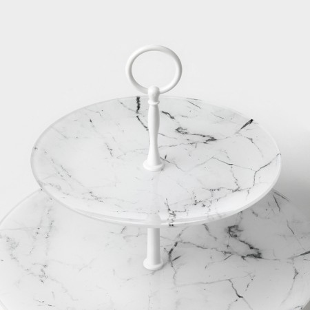 The floral lobby is the glass share "marble", d = 21 cm, d = 30 cm, 2 tiers, white color-2