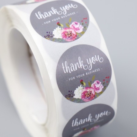 Stick Paper "Bouquet on gray. Gratitude" D = 2.5 cm 500 pcs in a roll 3x6.5x6.5 cm-3