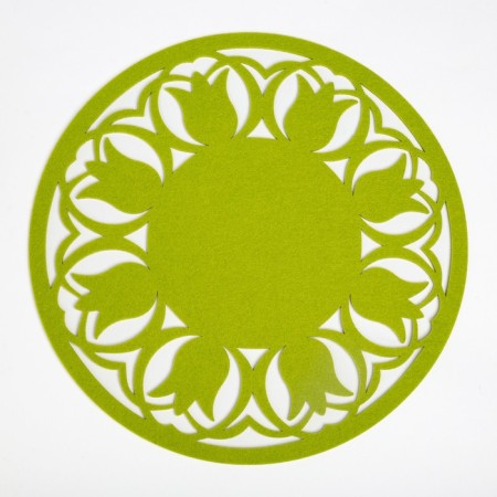 Napkin Decorative shade "Tulips" Color green, D 30 cm, 100% p/e, felt-1