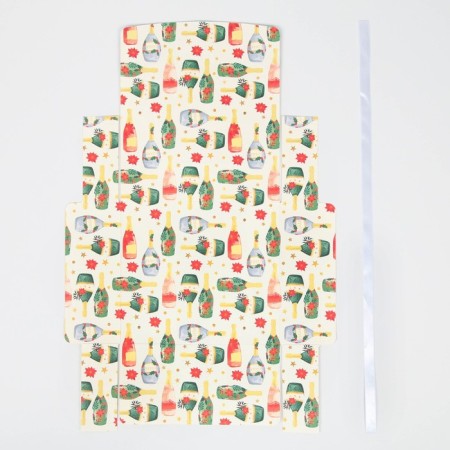 Box Fold -sided double -sided "champagne", 20 x 18 x 5 cm, new year-8