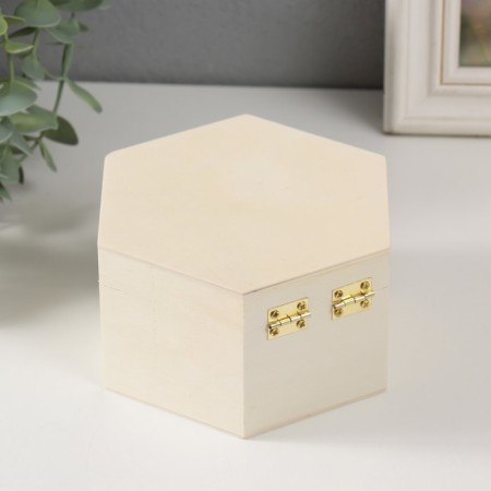 Casket wood for painting "hexagonal" without a lock 13x11.5x7 cm-2
