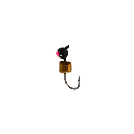 Mormyshka fraction black, red eye + cube is faced gold, weight 0.3 g-1