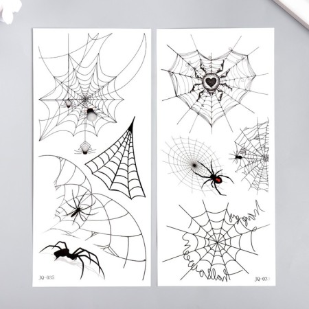 Tattoo on the body black "spiders and web" mix 10x21 cm