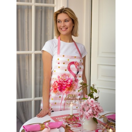 Apron Ethel "Pink Flamingo" 60x65 cm, 100% cotton, sarzha 190 g/m2-7
