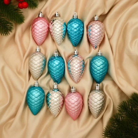 Decoration Christmas tree "bump" (set 12 pcs) 6 cm, mix