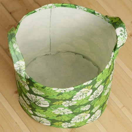 Organizer for storage with upper handles, print green leaves, 28x28x25 cm, felt-2
