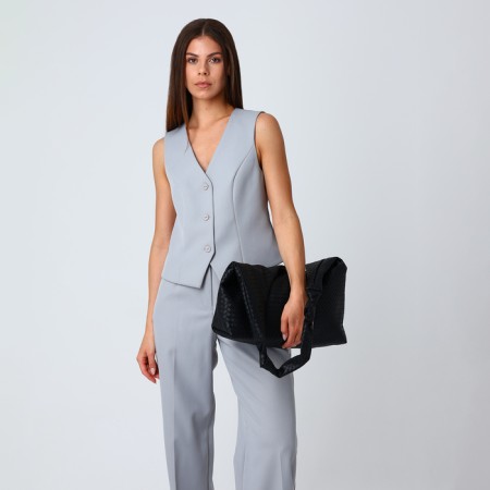 Shopper bag, outer pocket, black color-7