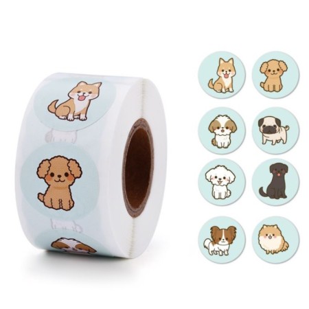 Stick Paper "Puppies" d = 2.5 cm 500 pcs in a roll 3x6.5x6.5 cm