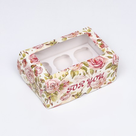 Packaging for 6 cupcakes with a window, "For You", 25 x 17 x 10 cm-2