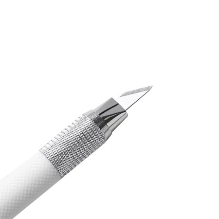 Chancellery knife, blade 4 mm, (scalpel shape) Plastic/metal housing, 12 interchangeable blades, Mix case-8