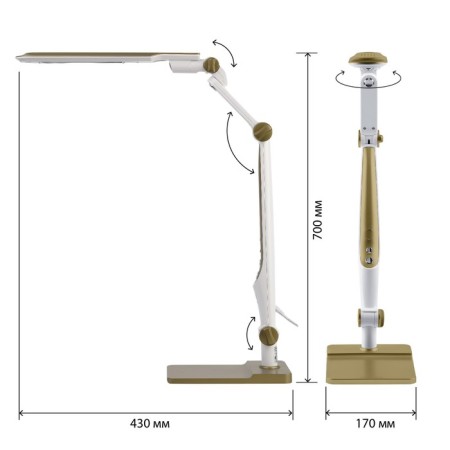 NLED-497-12W-G desktop lamp on the clamp and with the base of gold-2