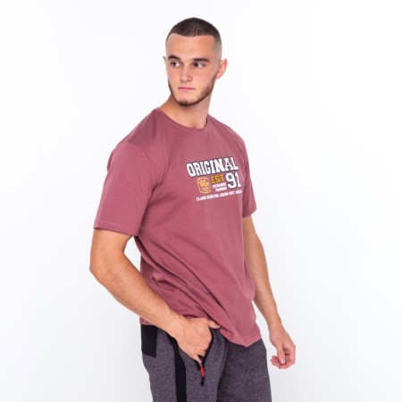 Print T -shirt with print, coffee color, size 44-3