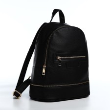 Women's backpack made of artificial leather with lightning, 1 pocket, black color