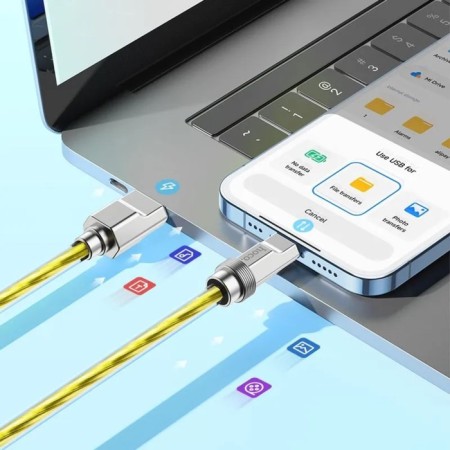 Hoco U113, Lightning - USB, 2.4 A, 1 m, silicone braid, golden-2