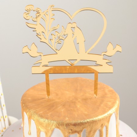 Topper for the cake "Love Forever", 13 × 18 cm, color gold-1