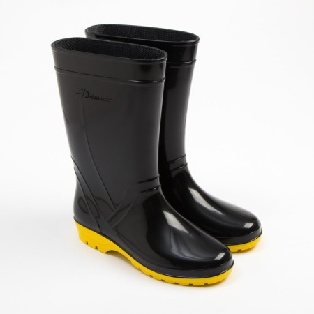 Women's rubber boots, black+yellow, size 38