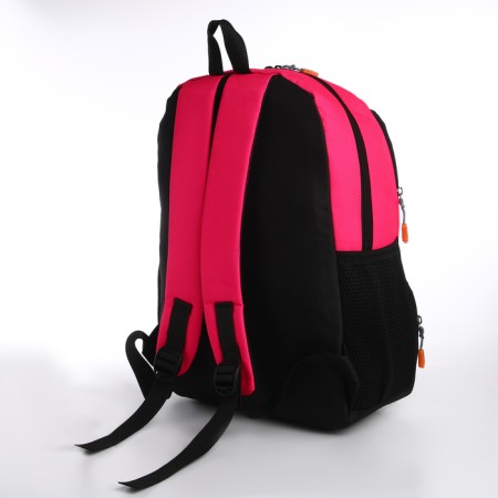 School backpack, 2 lightning departments, 3 pockets, black/pink color-3