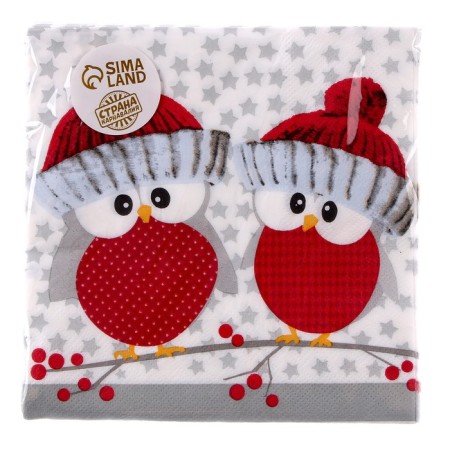 Paper napkins “owls in hats”, 33x33 cm, set 20 pcs.-3