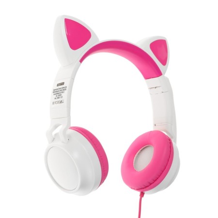 Headphones Quumo Game Cat White, Game, microphone, USB+3.5 mm, 2m, white/pink