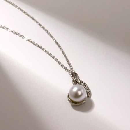 Pearl pearl, white color in silver, 40 cm-1