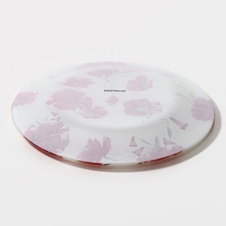 Plate Glass Dessert shade "Red poppies", D = 20 cm-2
